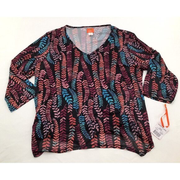 Hearts of Palm Womens Size XL Sheer Mesh Long Sleeve Layered Blouse - Picture 1 of 6